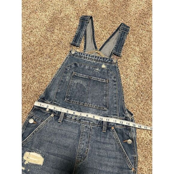 Wild Fable Women's Denim Frayed Overall Shorts Blue Size XS Standard Casual - Picture 6 of 7